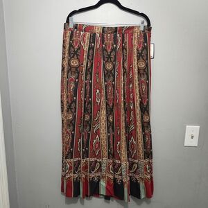 Susan Bristol Vintage Red and Black Paisley Maxi Skirt Size 14 New